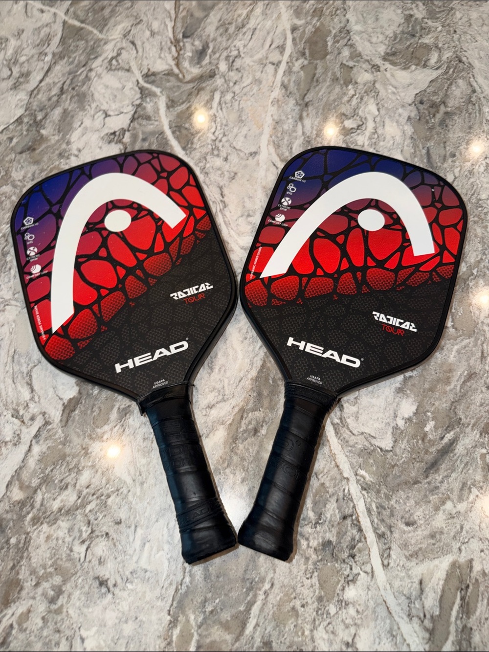 HEAD Radical Tour Pickleball Paddles in Red, Purple, Black (Pair)